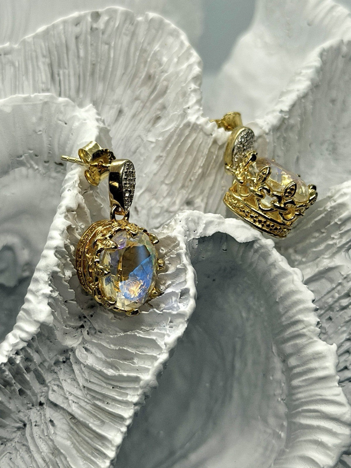 925 Sterling Silver Gold Plated Mystic Topaz Dangle Earrings