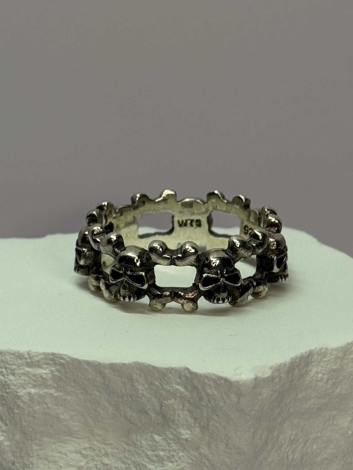 925 Sterling Silver Skull Ring Size 10.5