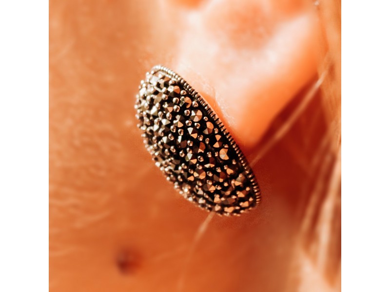 925 Sterling Silver Marcasites Stud Earrings