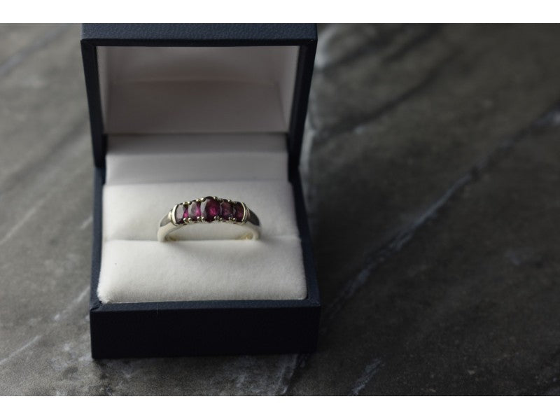 925 Sterling Silver Rubellite Ring Size 10