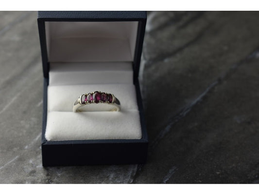 925 Sterling Silver Rubellite Ring Size 10