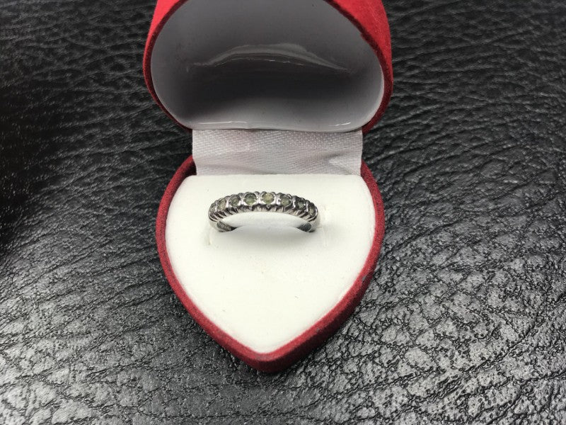 925 Sterling Silver Green CZ Ring Size 6.5