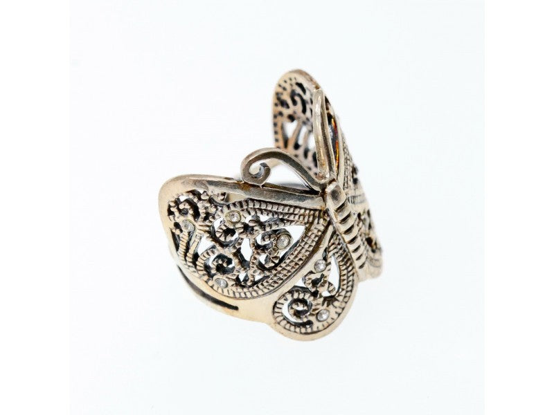 925 Sterling Silver CZ "Butterfly" Ring Size 7
