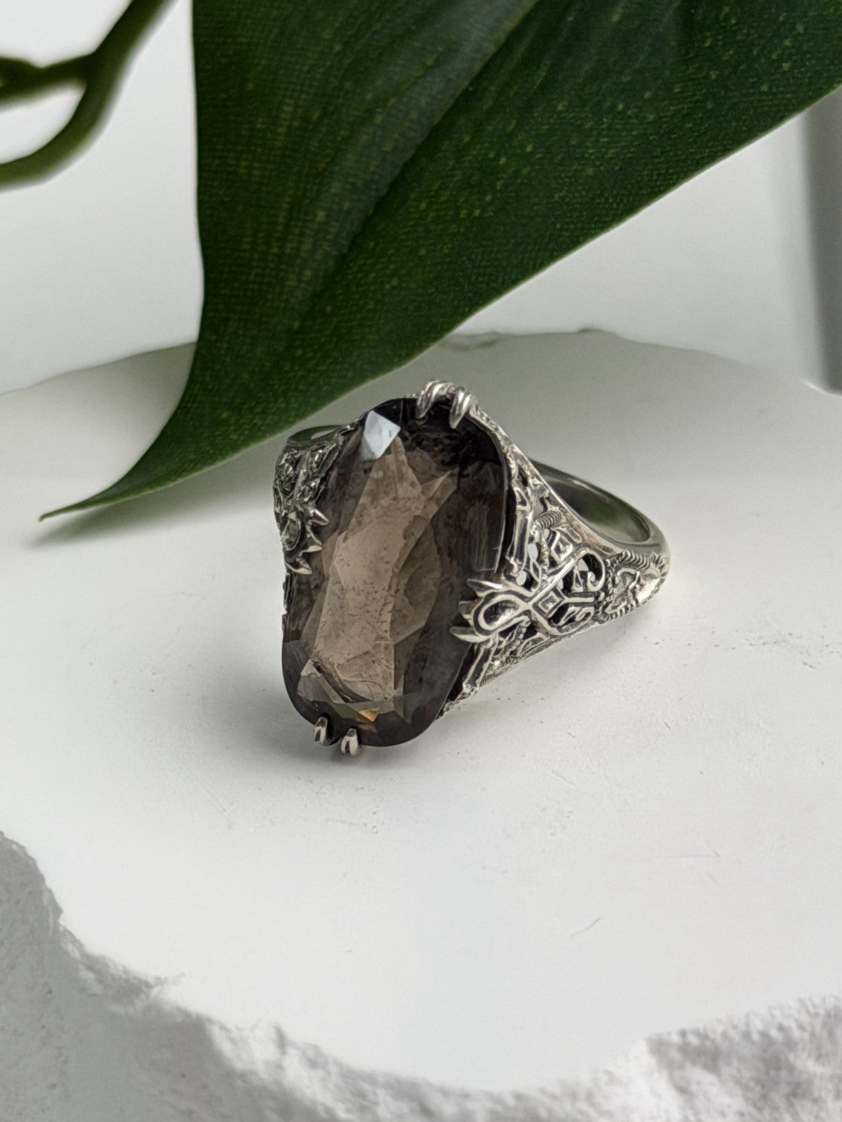 925 Sterling Silver Brown Tourmaline Ring Size 7