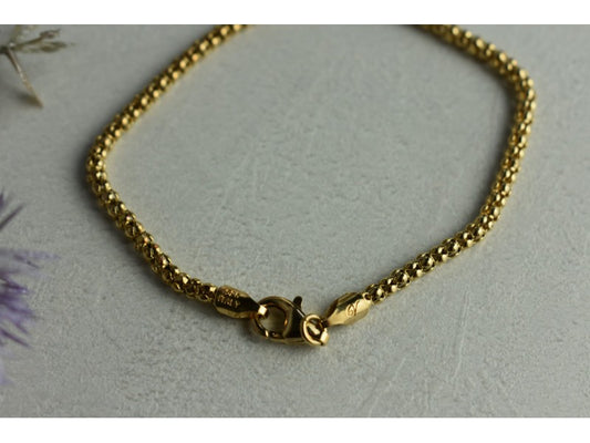 925 Sterling Silver Gold Plated Bracelet Italy Size 7.3 In