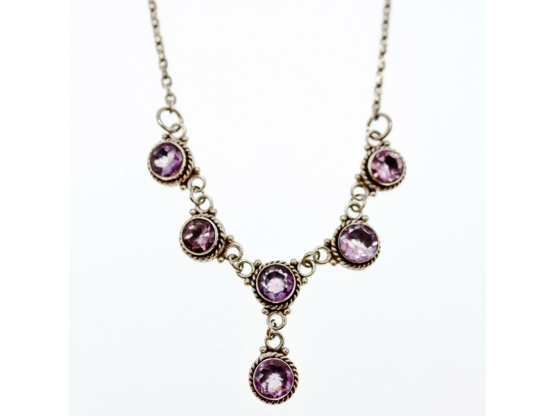 925 Sterling Silver Amethyst Necklace