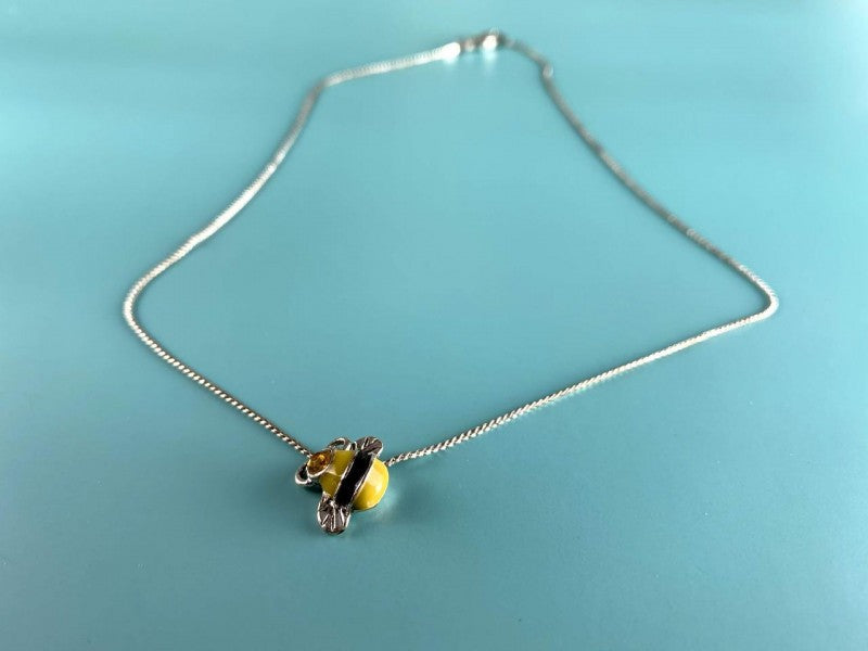Chain With Pendant "Bee" ( CZ & Enamel )