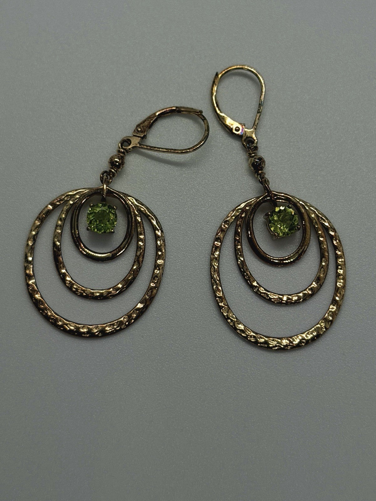 Elegant 925 Sterling Silver Gold Plated Green Peridot Earrings