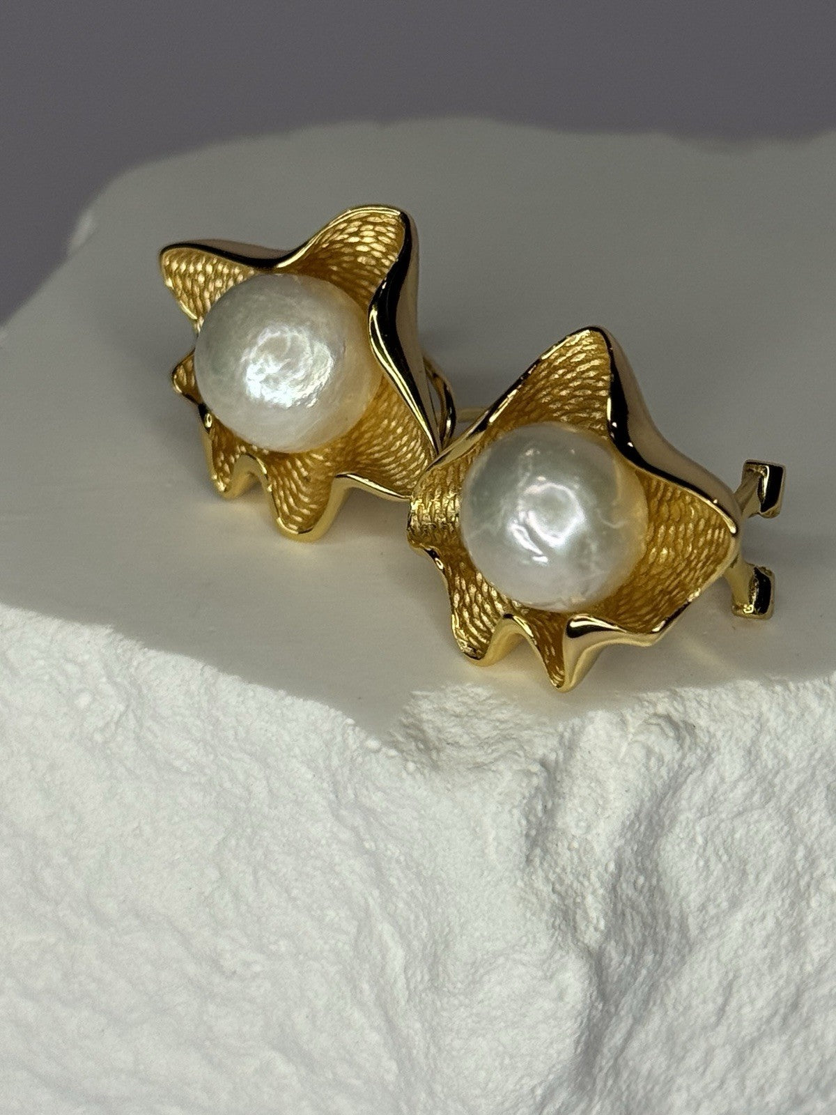 925 STERLING SILVER GOLD PLATED PEARL EARRINGS LENGTH 0.9 INCH