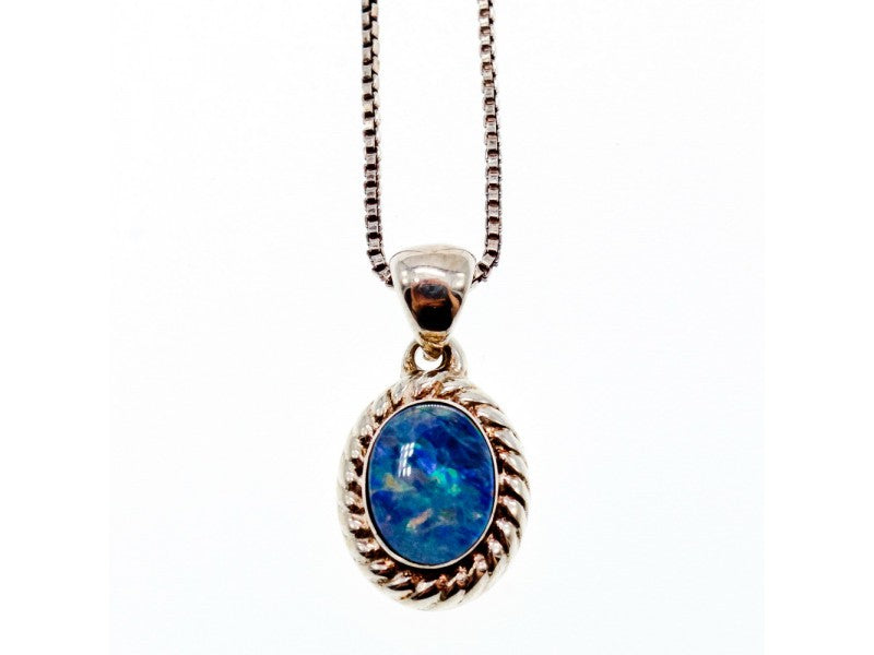 925 Sterling Silver Opal Chain With Pendant