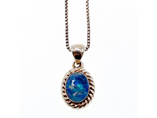 925 Sterling Silver Opal Chain With Pendant