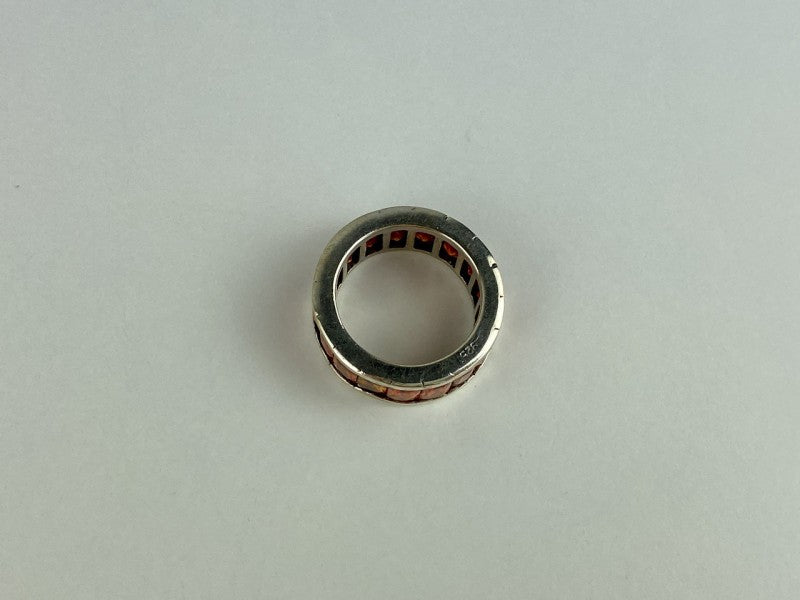 925 Sterling Silver Orange CZ Ring Size 8