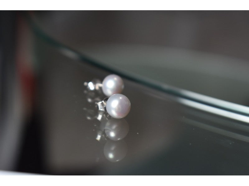 925 Sterling Silver Gray Pearls Earrings