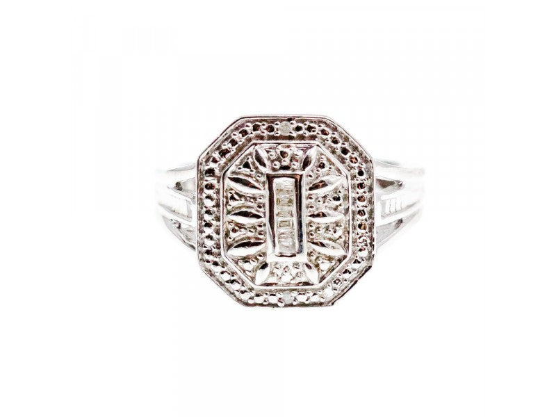 925 Sterling Silver Diamonds Ring Size 8