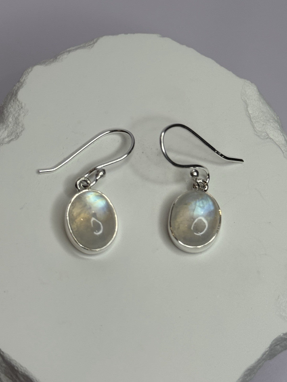 925 Sterling Silver Moonstone Earrings Length 1.1 Inch