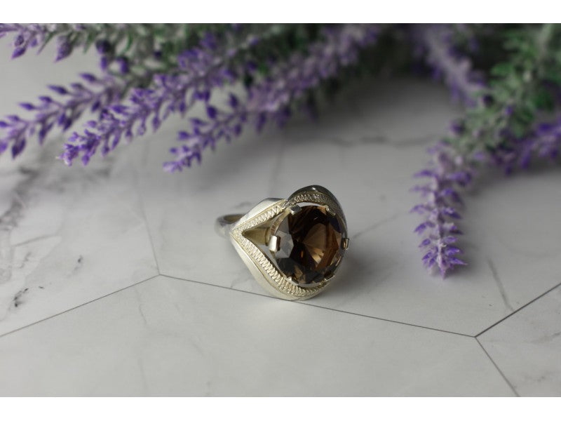 925 Sterling Silver Hessonite Ring Size 9
