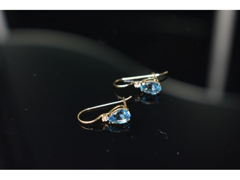 10K Yellow Gold Topaz & Diamonds Earrings