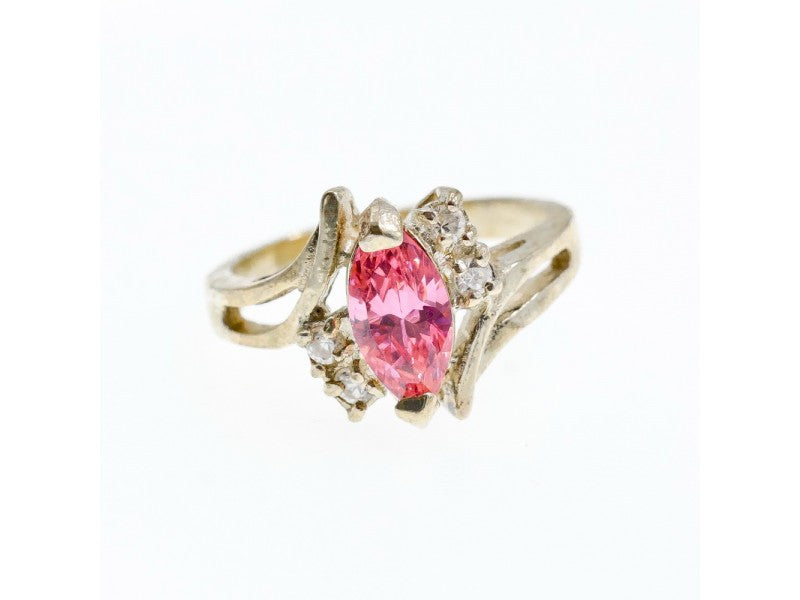 925 Sterling Silver Pink & White CZ Ring Size 7