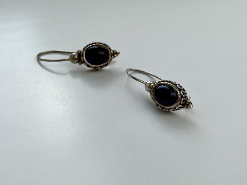 Vintage 925 Sterling Silver Agate Earrings