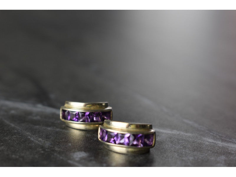 925 Sterling Silver Purple Tourmaline Stud Earrings