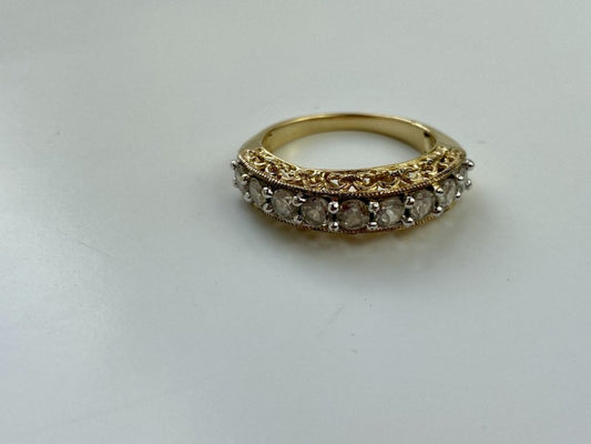925 Sterling Silver Gold Plated White CZ Ring Size 7