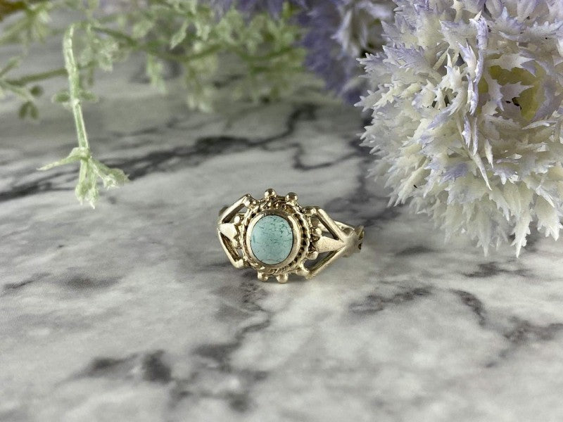 925 Sterling Silver Turquoise Ring Size 9.5