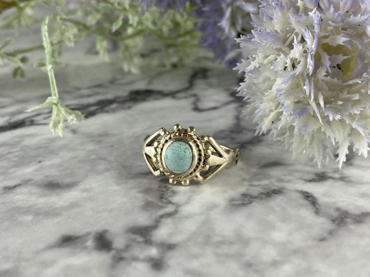 925 Sterling Silver Turquoise Ring Size 9.5