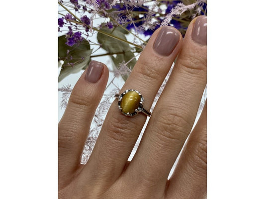 925 Sterling Silver Tiger'S Eye Ring Size 5.5