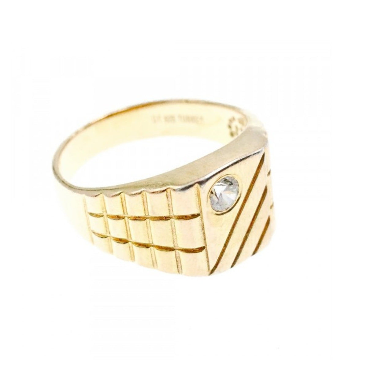925 Sterling Silver Gold Plated CZ Men'S Ring Size 12