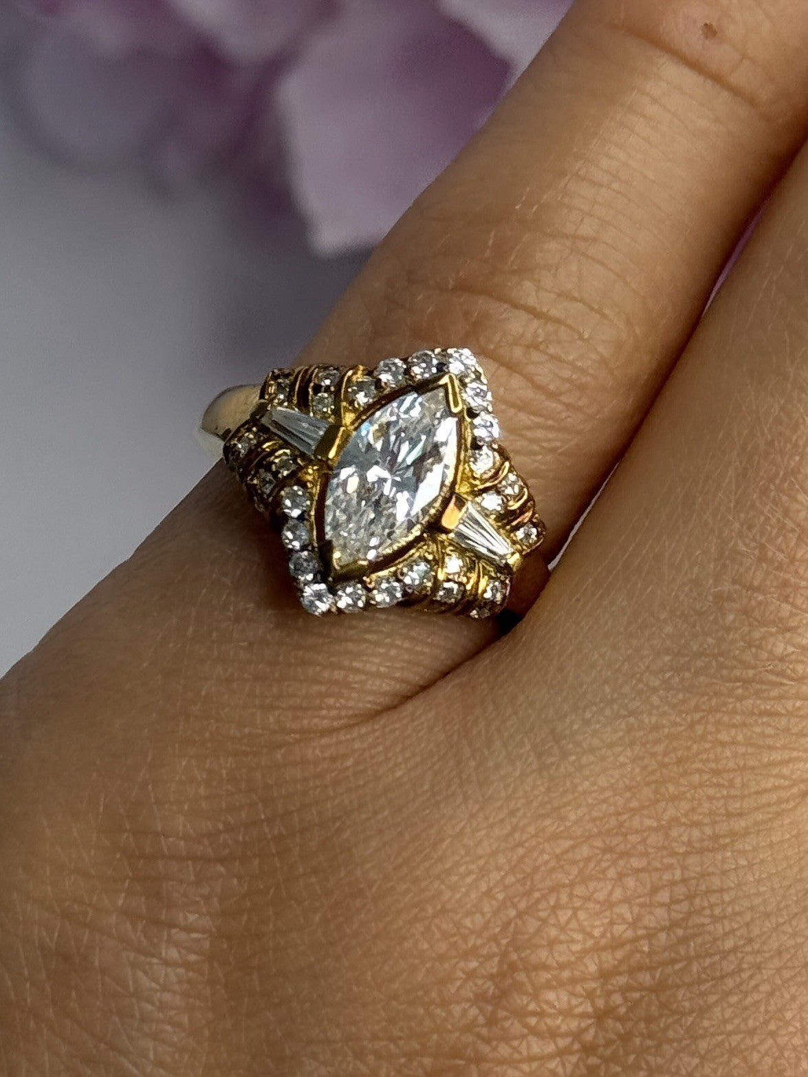 925 Sterling Silver Gold Plated CZ Ring Size 5