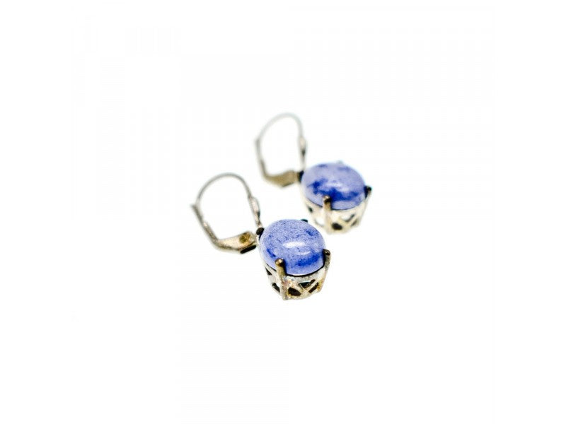 925 Sterling Silver Purple Agate Earrings