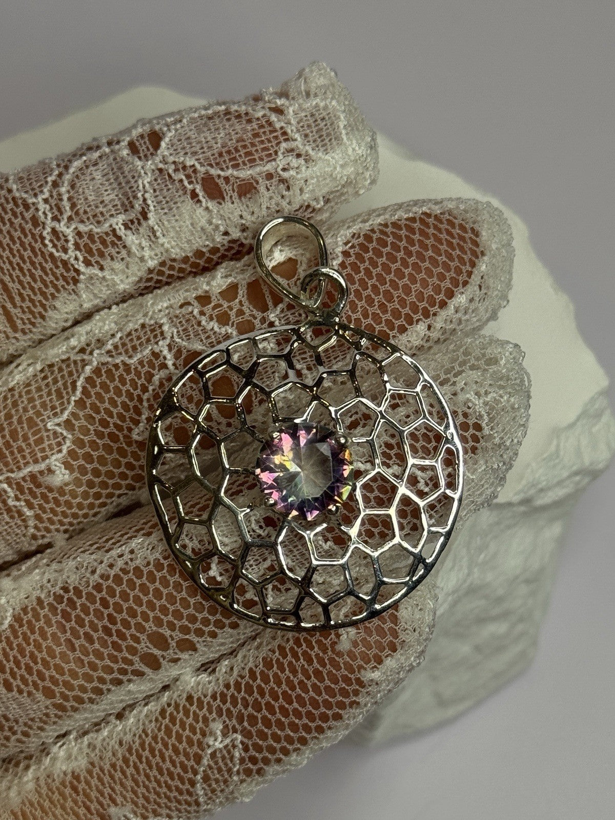 925 Sterling Silver Alexandrite Pendant Length 1.8 Inch