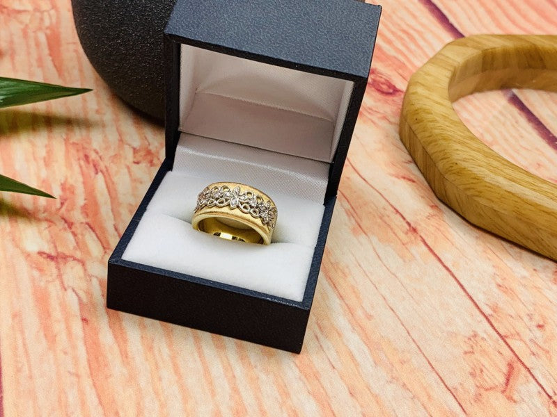 925 Sterling Silver Gold Plated CZ Ring Size 7