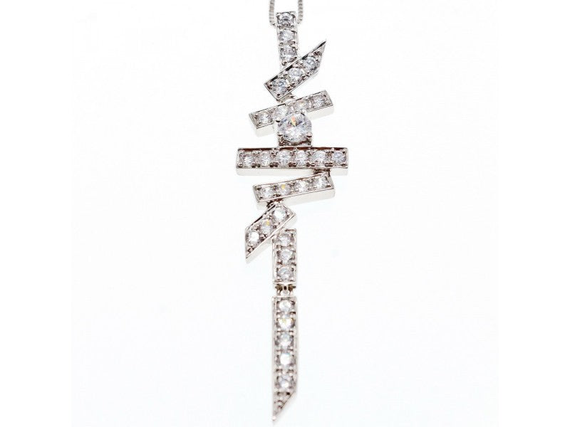 925 Sterling Silver CZ Chain With Pendant Italy
