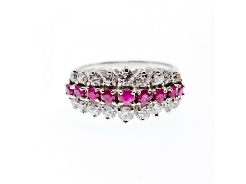 925 Sterling Silver Pink Spinel & CZ Ring Size 9.25