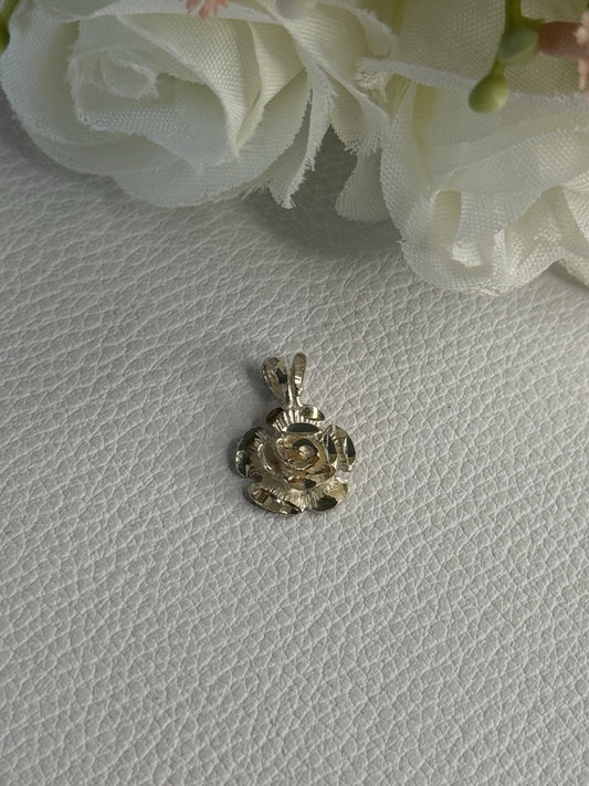 925 Sterling Silver Flower Pendant Length 0.60 Inch