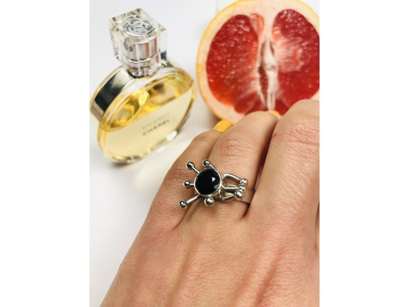 925 Sterling Silver Black Tourmaline (Sherl) Ring Size 6.5