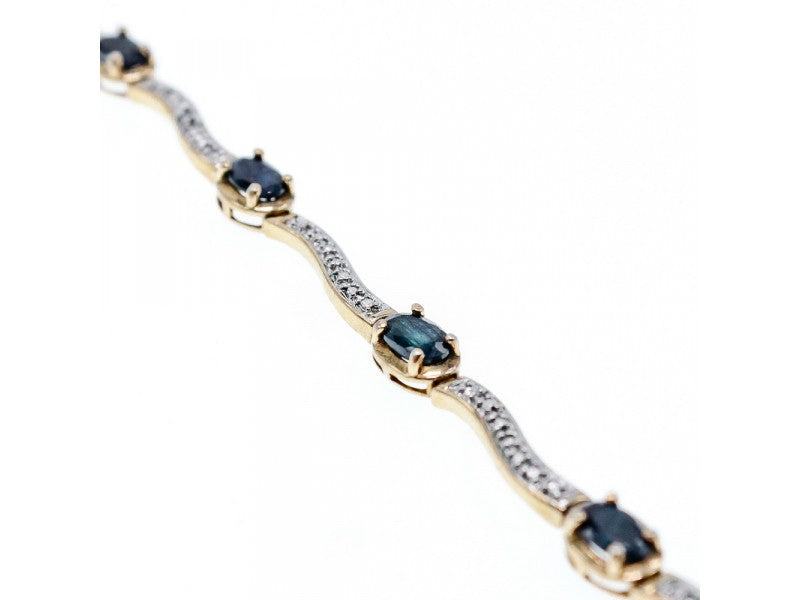 925 Sterling Silver Gold Plated Sapphires Bracelet