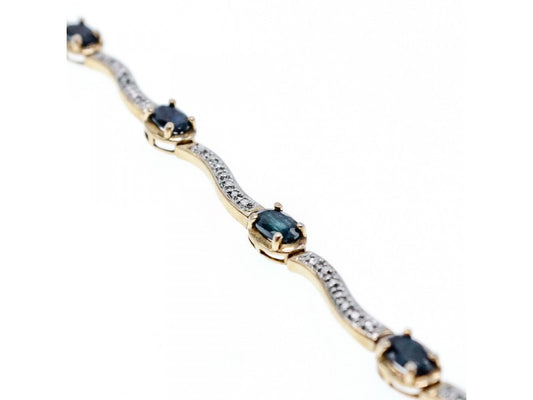 925 Sterling Silver Gold Plated Sapphires Bracelet