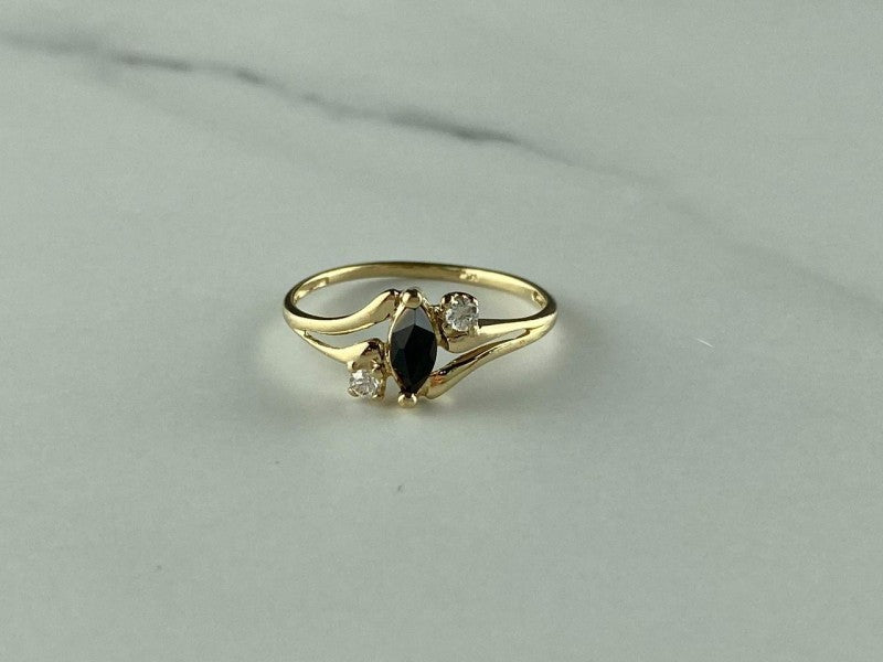 10K Yellow Gold Spinel & White Topaz Ring Size 5.5