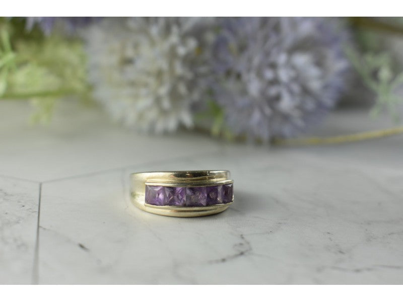925 Sterling Silver Purple Tourmaline Ring Size 7