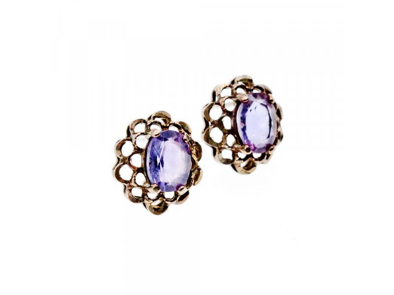 925 Sterling Silver Amethyst Stud Earrings