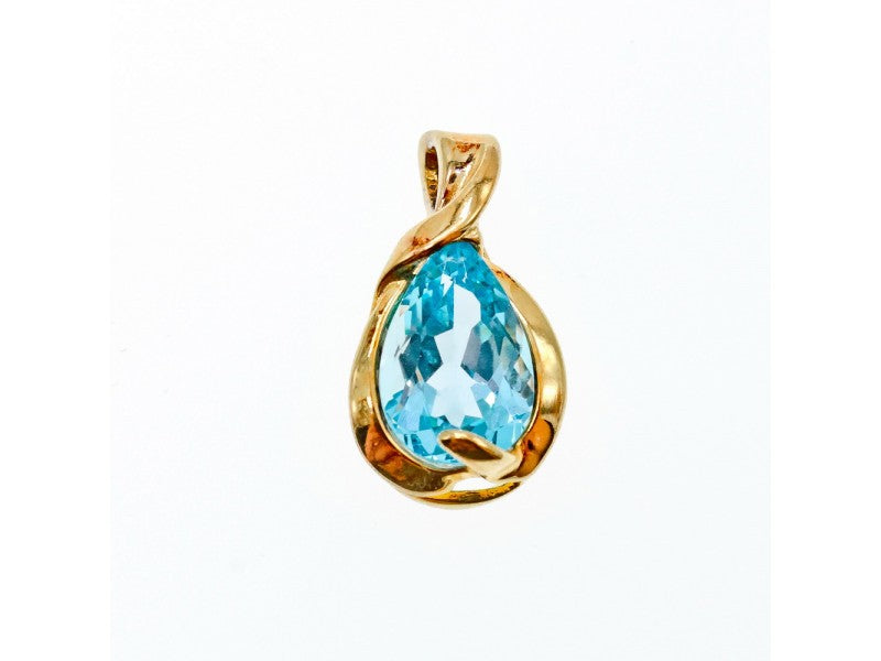 925 Sterling Silver Gold Plated Blue Spinel Pendant
