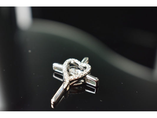 925 Sterling Silver CZ "Heart" Pendant-Cross Japan