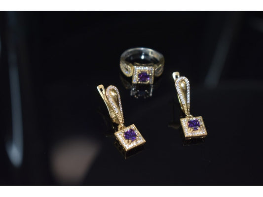 925 Sterling Silver Tanzanite & CZ Jewelry Set Turkey
