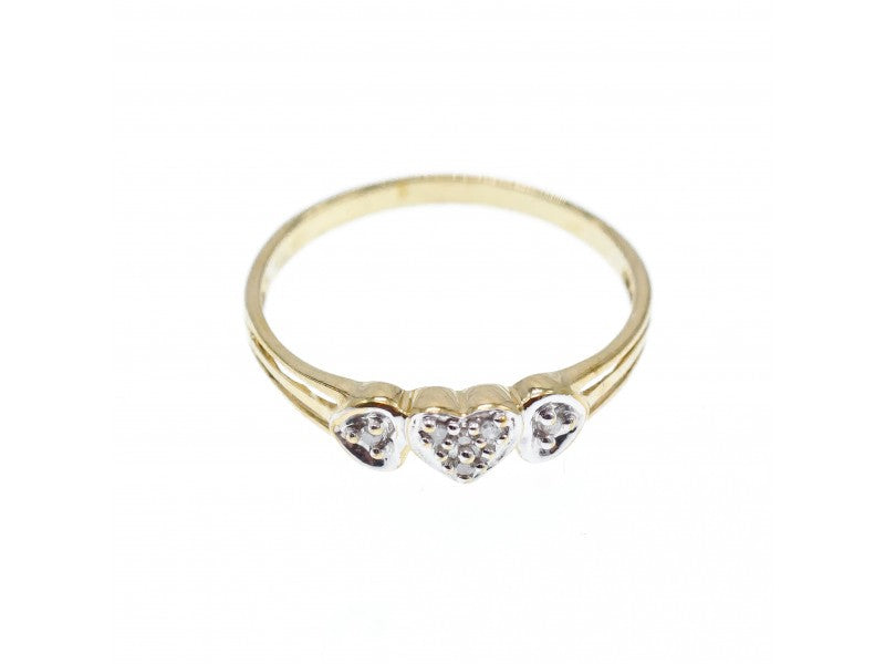 10K Yellow Gold Diamonds "Heart" Ring Size 7