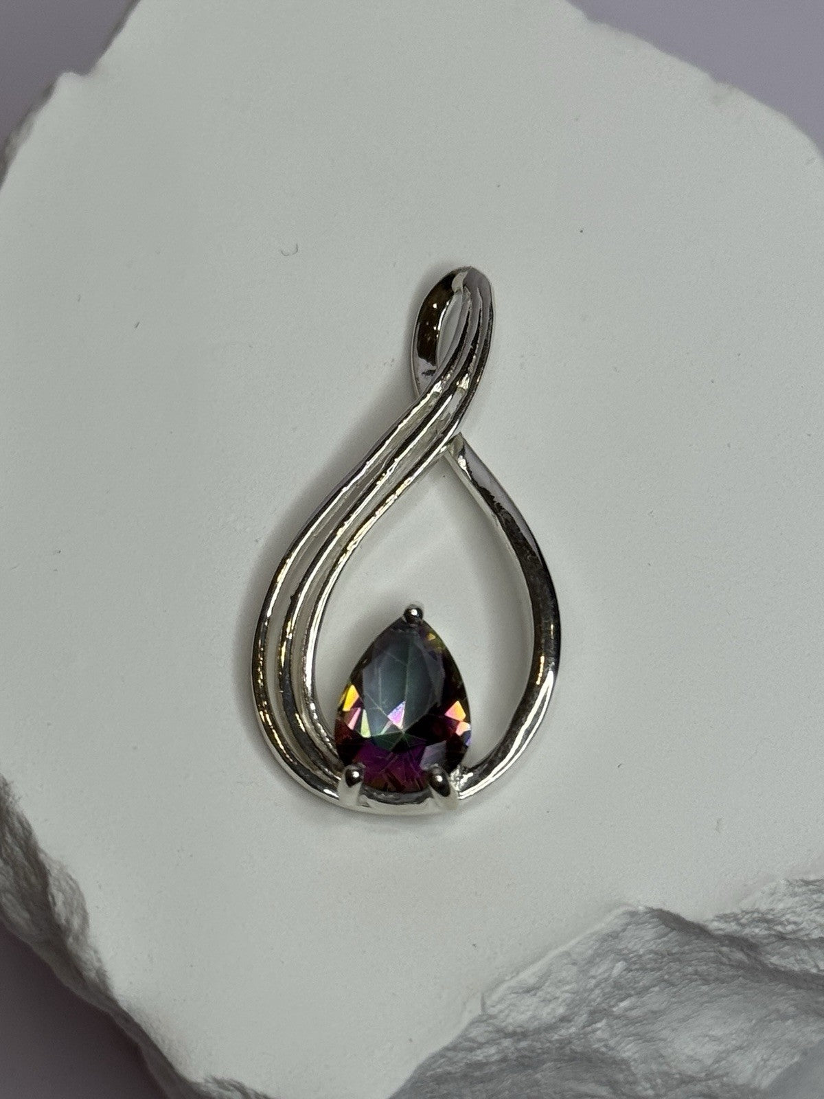 925 Sterling Silver Alexandrite Pear Pendant Length 1.5 Inch