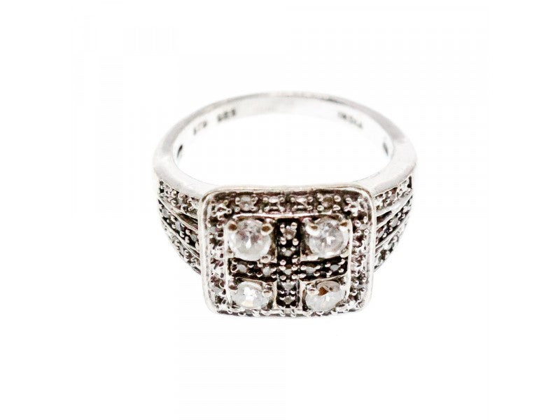 925 Sterling Silver White Spinel Ring Size 7