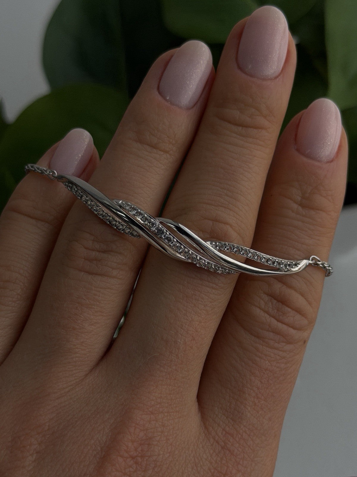 Adjustable 925 Sterling Silver White Colorless Beryl Bracelet
