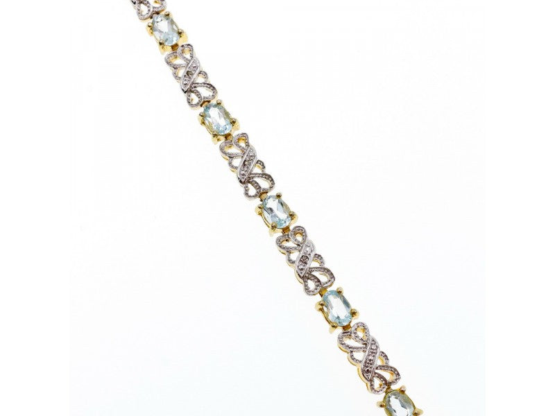 925 Sterling Silver Gold Plated Blue Spinel Bracelet